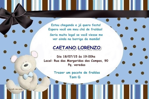 100 Convites Personalizados Chá De Bebê Com Envelopes E Selo