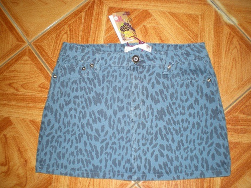Falda Jeans Animal Print Azul T.16 Nueva