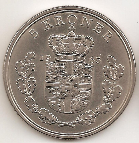 Dinamarca, 5 Kroner, 1965. Casi Sin Circular