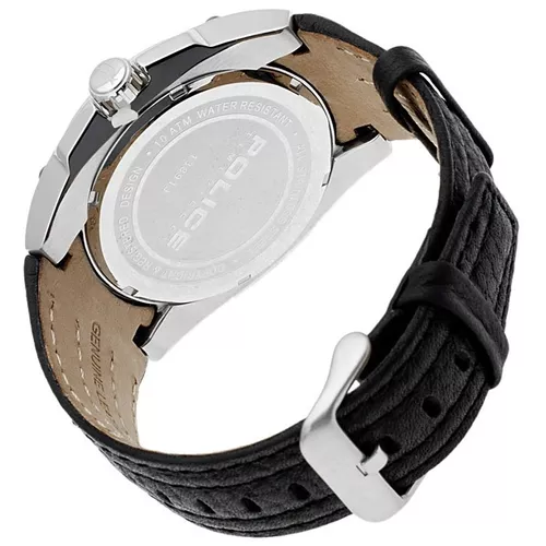 Police Bleder PL.15714JSB-02A-XM - Reloj analógico de cuarzo para hombre  con correa de piel, correa negra, correa, Negro -, Correa