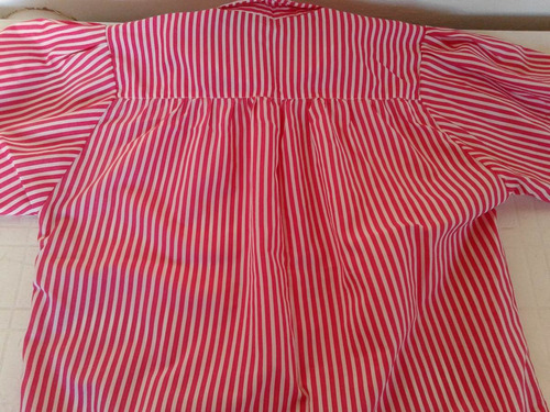 Blusa Manga Corta Rallada Rojo Y Blanco Una Postura!