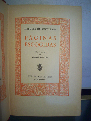 Adp Paginas Escogidas Marques De Santillana / Ed Miracle