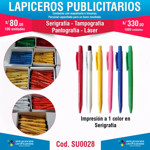 Lapiceros Publicitarios De Plástico - Cod Su0028