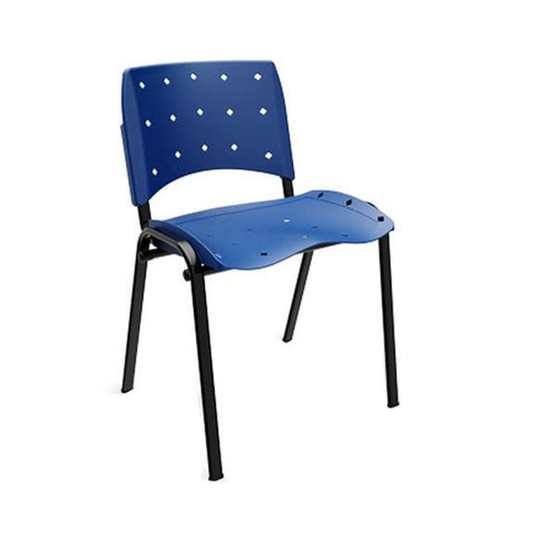 Cadeira Secretaria Fixa Ergoplax Azul Bic Plaxmetal 12