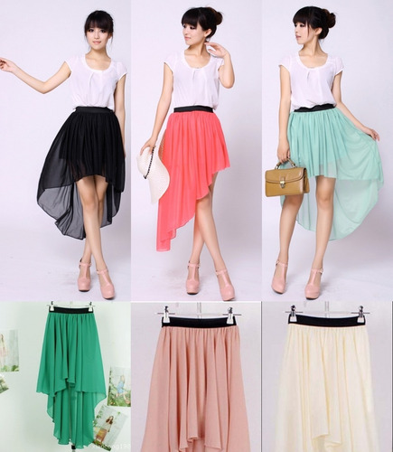Pollera De Gasa Forrada, Fiesta Vestido Camisa Pantalones