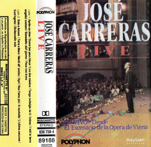 José Carreras   En Vivo Desde La Opera De Viena  -  Cassette