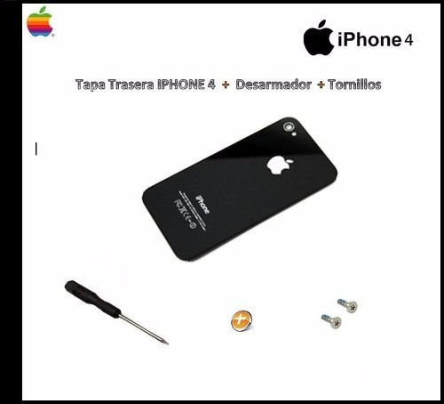 Tapa Trasera iPhone 4 (negro) + Desarmador + Tornillos .
