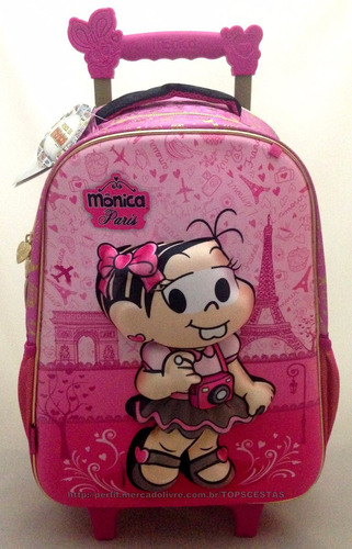 Mochila G Rodinhas Mônica Paris 4d Rosa Original Pacific