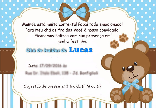 100 Convites Personalizados Chá De Bebê Com Envelopes E Selo
