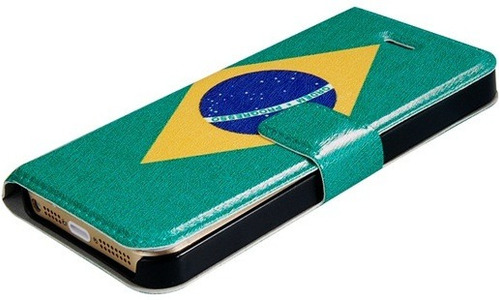 Case Flip Brasil 2014 Para iPhone 5g E 5gs + Película Grátis