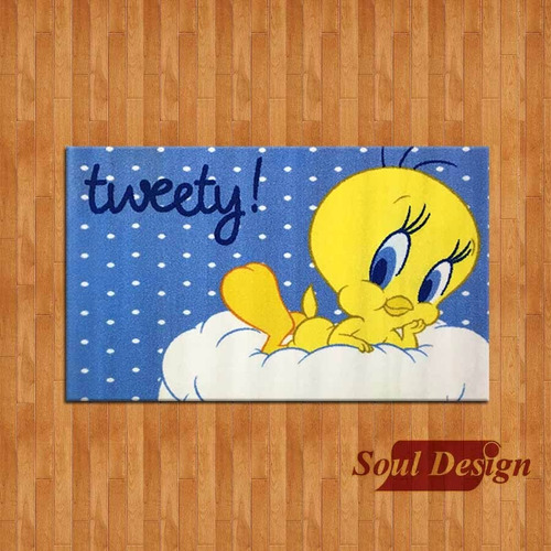 Imagen 2 de 10 de Carpeta Alfombra Tweety 80 X 120 Cm Infantil Soul