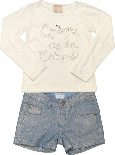 Conjunto Marisol Blusa Em Meia Malha Devorê + Shorts Jeans.