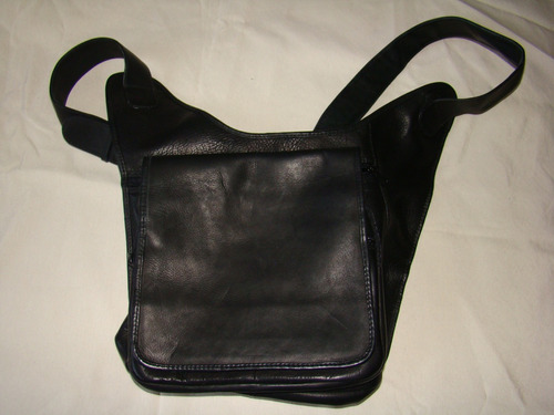 Bolso O Bandolera Nuevo Unisex De Cuero Genuino Color Negro