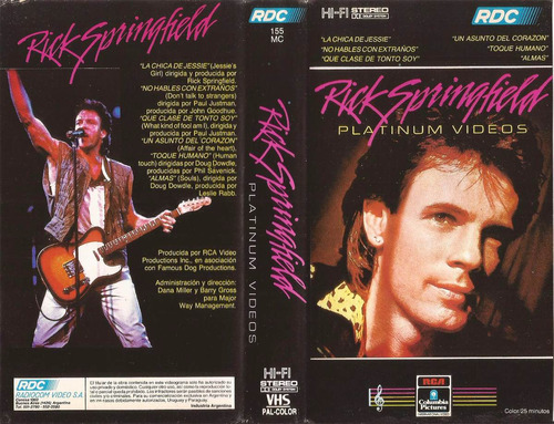 Rick Springfield Platinum Videos Vhs Original