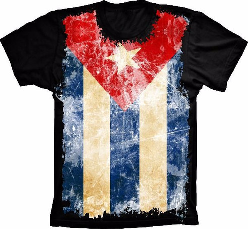 Camiseta Bandeira Cuba Flag Malha Fria Cubano Estampada Pais