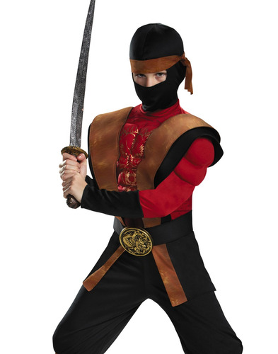 Disfraz Para Niño Guerrero Ninja Musculoso Talla M (7-8)