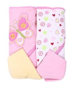 Spasilk Capucha Terry Toalla De Baño Con Estropajos Pink But