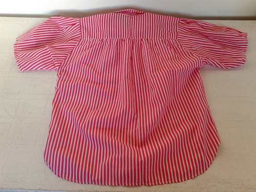 Blusa Manga Corta Rallada Rojo Y Blanco Una Postura!