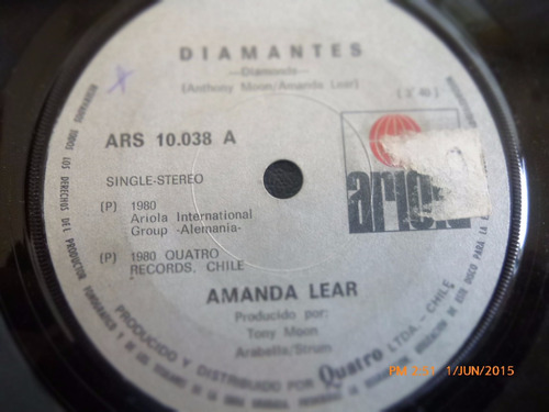 Vinilo Single De Amanda Lear -- Diamantes ( H88
