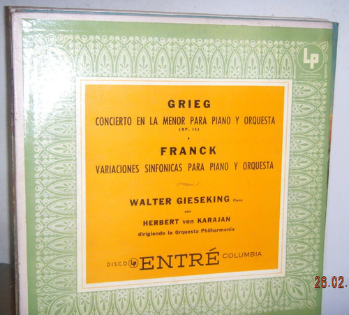 Disco De Vinilo - L P - Grieg Y Franck X Walter Gieseking