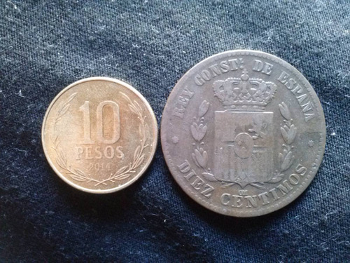Moneda España 10 Céntimos 1878 Cobre (c14)