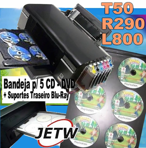 Kit Bandeja 5 Cd Dvd Blu-ray T50 R290 L800 Impressora