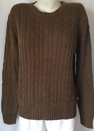 Tommy Hilfiger Sweater Chaleco Tejido Trenzado Cafe L