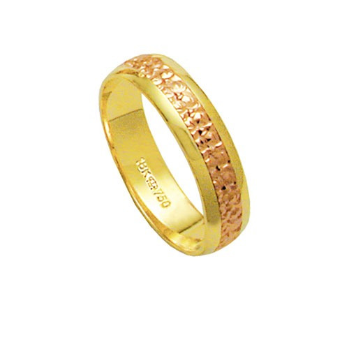 Aliança De Ouro 18k 750 E Ouro Vermelho Largura 5.00mm Altu