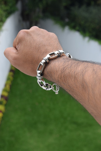 Pulsera Gruesa De Plata Ley .925 Eslabón Largo Para Hombre