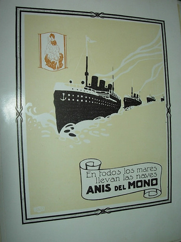 Clipping Antigua Publicidad Anis Del Mono Mares Barcos