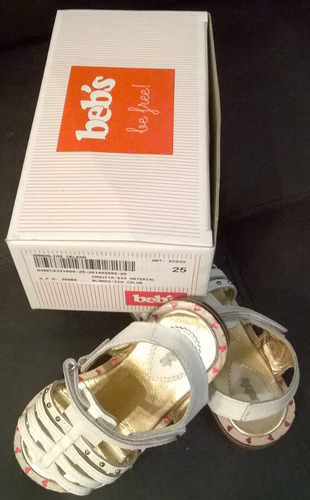 Beb's Sandalias Blancas De Cuero Nena Nº 25 Nuevas