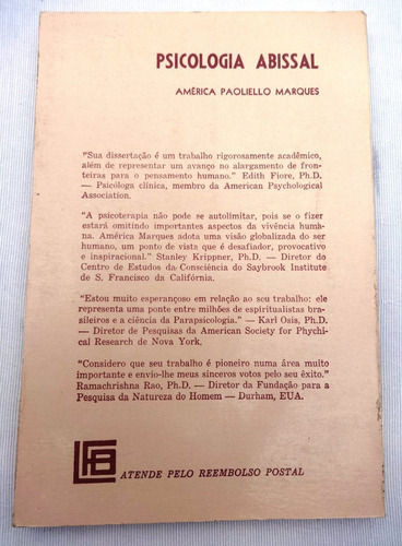 Psicologia Abissal - Psicoterapia - América Paoliello - 1988