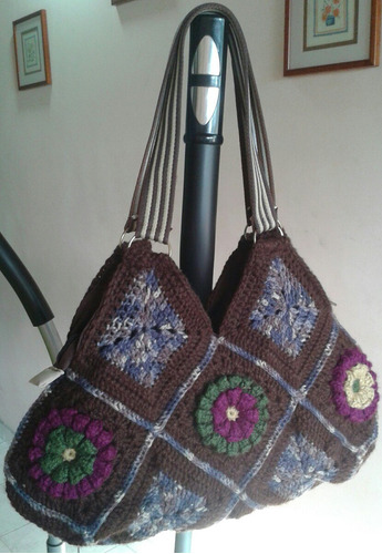 Bolso De Cuadros A Crochet