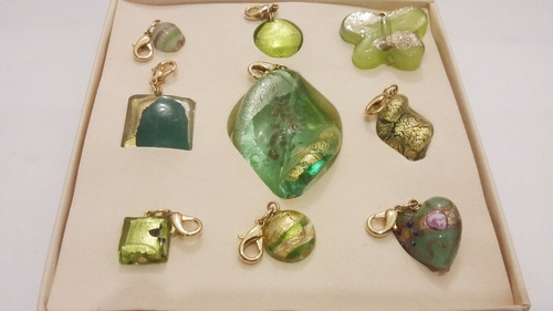 9 Dijes-cristal Murano- Color Verde