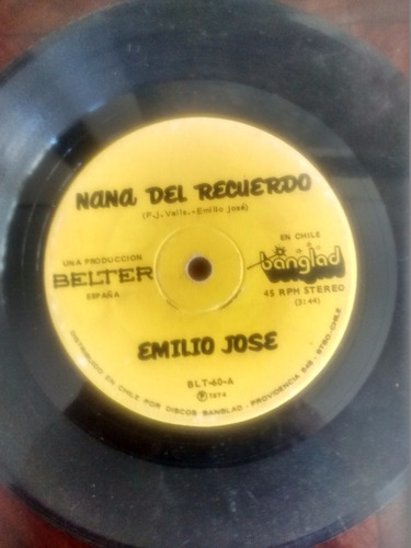 Vinilo Single De Emilio Jose - Nana Del Recuerdo ( T109