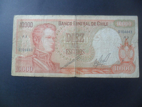 Billete Diez Mil Escudos Banco Central De Chile