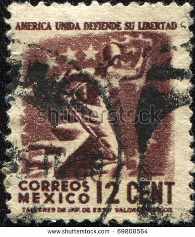 Sello  Mexico 12cent America Unida Defiende Su Libertad 1930