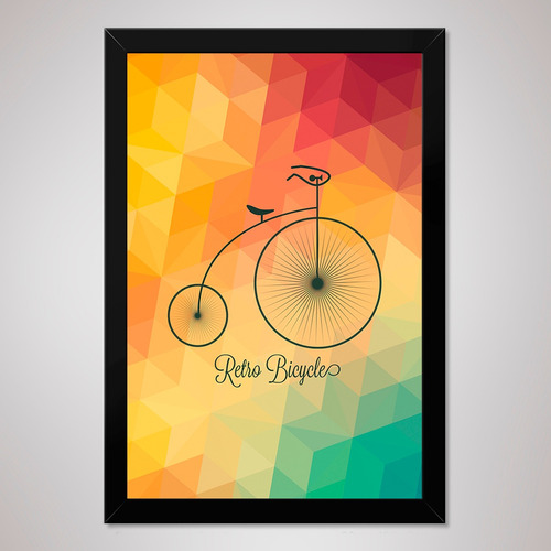 Poster 23x33cm Com Moldura Pôster Quadro A4bicicleta Vintage