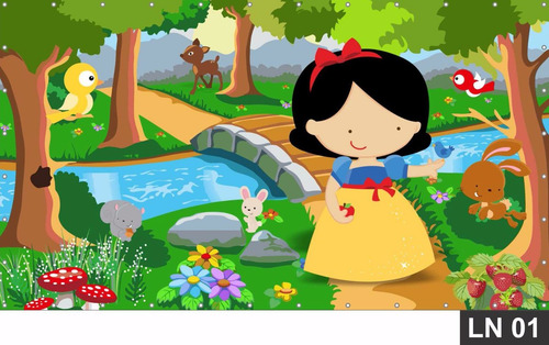 Imagem 1 de 5 de Painel De Festa Branca De Neve Cute Baby 3,00x1,80m Lona
