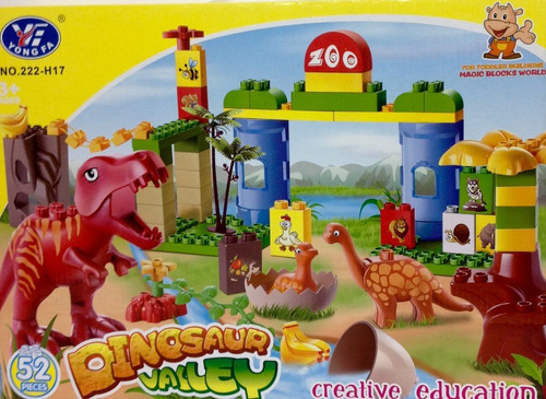 Valle De Dinosaurios Juego Educativo De Armar Bloques 52 Pcs