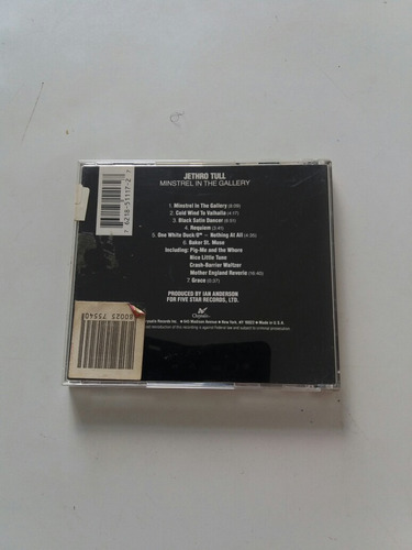 Imagem 2 de 3 de Cd Jethro Tull - Minstrel In The Gallery - Importado Usa