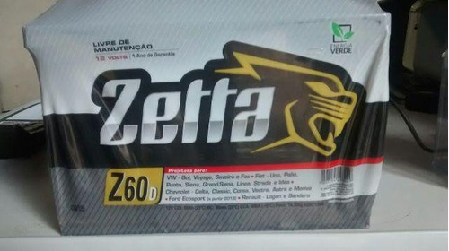 Bateria Zetta 60ah Modelo Z60d Para Uno, Corsa E Outros