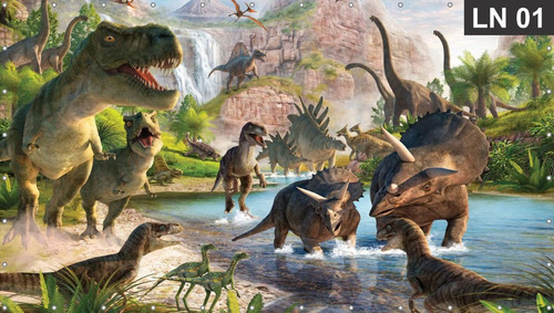 Imagem 1 de 6 de Painel De Festa Dinossauros 3,00x2,50m Lona Decoração