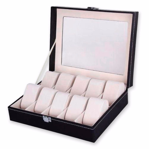 ¡ Estuche De Lujo Caja Organizadora Para 12 Relojes Negro !!