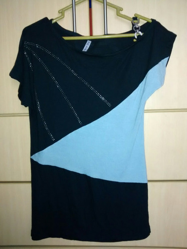 Polo Dama Usado Talla S/m Gris Y Negro Con Detallles B30