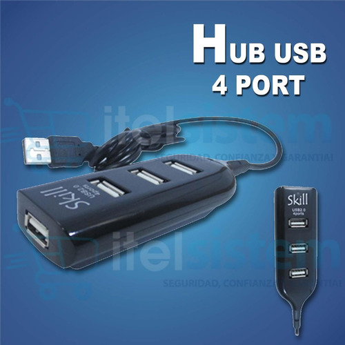 Hub Usb Skill 4 Port 2.0 Black Con Garantia Itelsistem