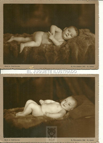 Ib21 Lote X 2 Fotos Postal Bebe Desnudo Bixio C1930