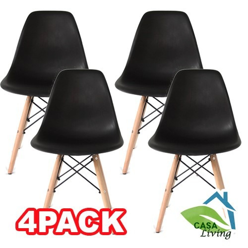 Sillas De Eames Comedor Dsw Negro Clasica X4