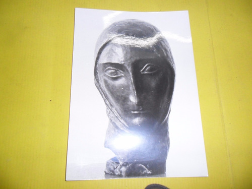 Antigua Fotografia Foto Escultura Mujer Cabeza Escultor