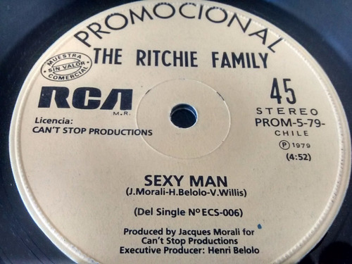 Vinilo Single The Ritchie Family - Sexy Man ( T27